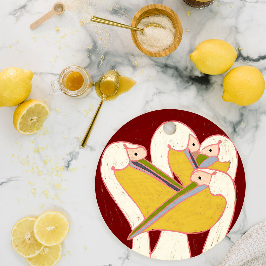 83 Oranges Pelicans Of The Burgundy Sky Cutting Board Round