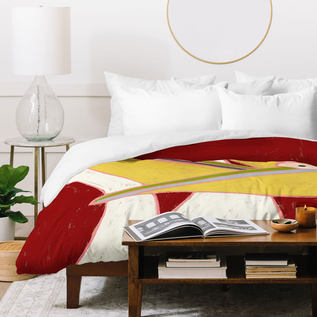 83 Oranges Pelicans Of The Burgundy Sky Duvet Cover