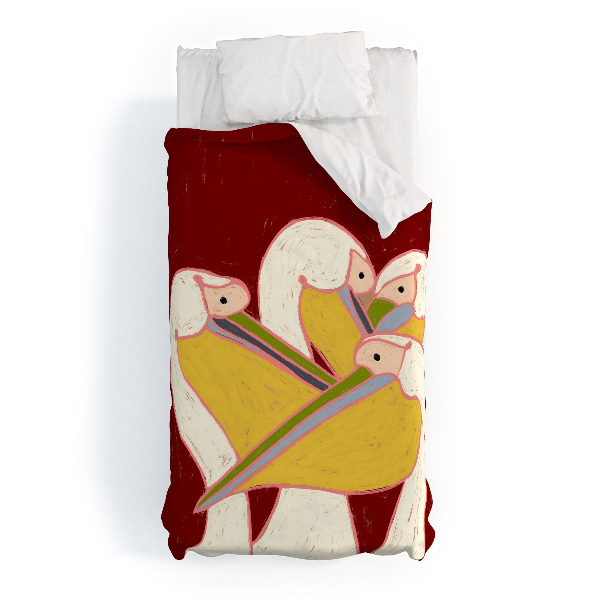 83 Oranges Pelicans Of The Burgundy Sky Duvet Cover