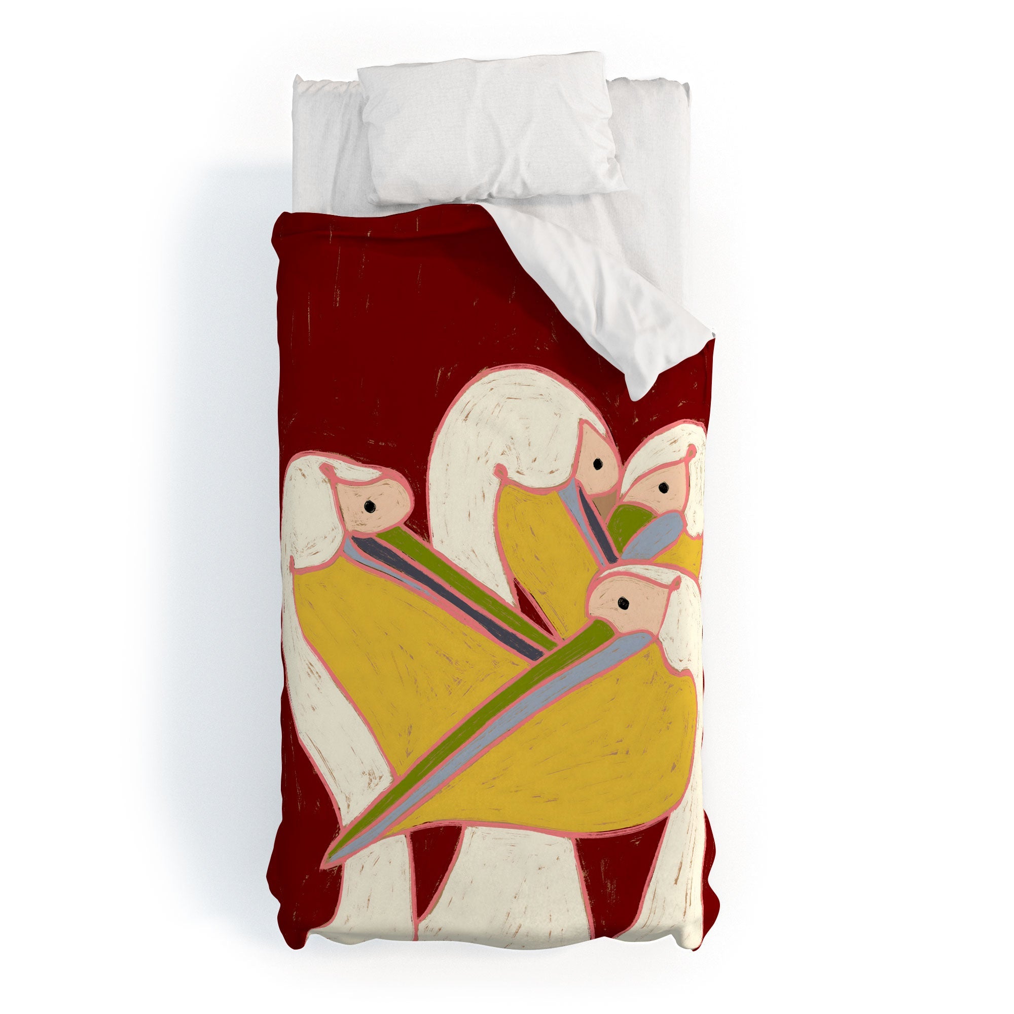 83 Oranges Pelicans Of The Burgundy Sky Duvet Cover