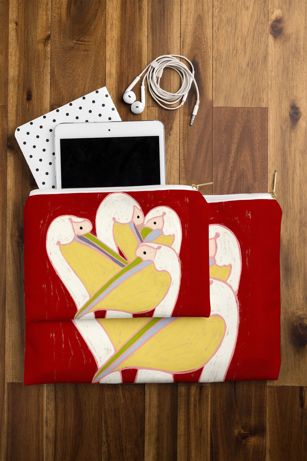 83 Oranges Pelicans Of The Burgundy Sky Pouch
