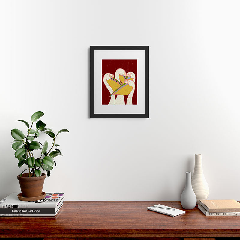 83 Oranges Pelicans Of The Burgundy Sky Framed Art Print