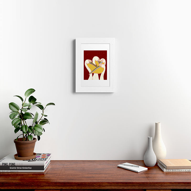 83 Oranges Pelicans Of The Burgundy Sky Framed Art Print