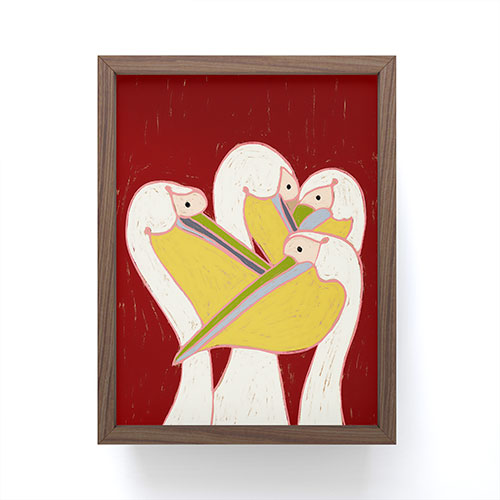 83 Oranges Pelicans Of The Burgundy Sky Framed Mini Art Print