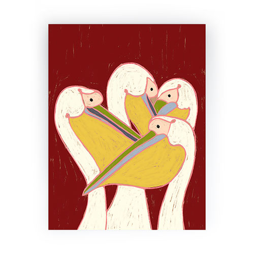 83 Oranges Pelicans Of The Burgundy Sky Mini Art Print