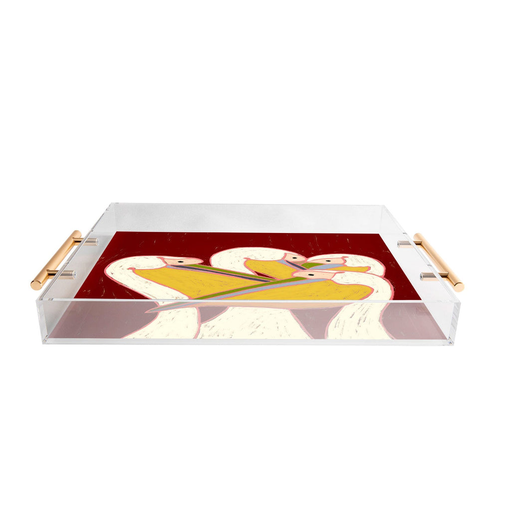 83 Oranges Pelicans Of The Burgundy Sky Acrylic Tray