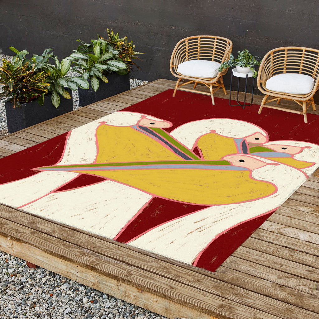 83 Oranges Pelicans Of The Burgundy Sky Outdoor Rug