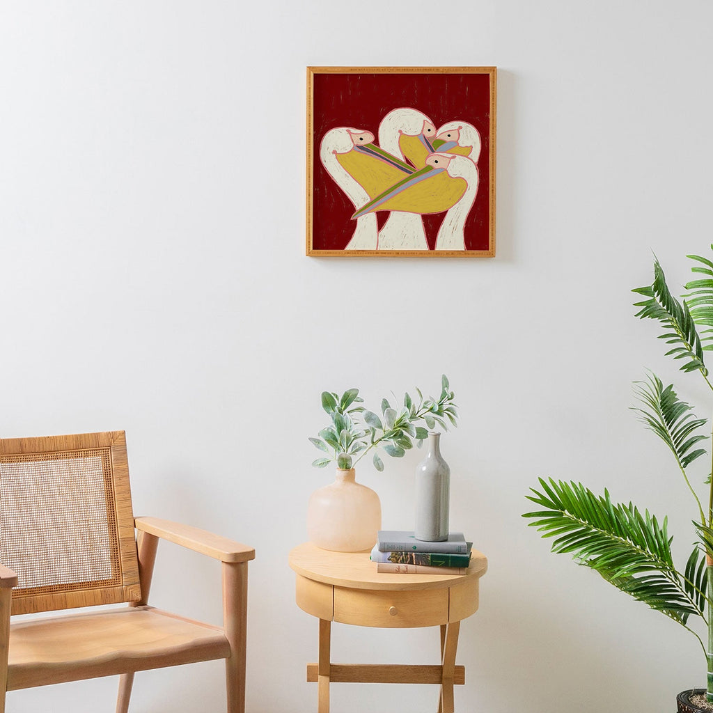 83 Oranges Pelicans Of The Burgundy Sky Framed Wall Art