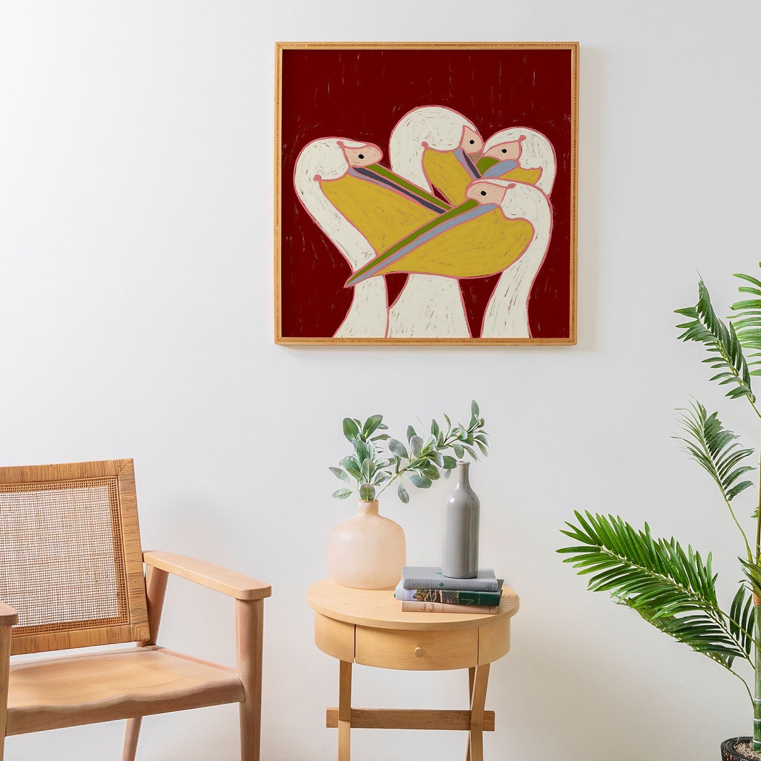 83 Oranges Pelicans Of The Burgundy Sky Framed Wall Art