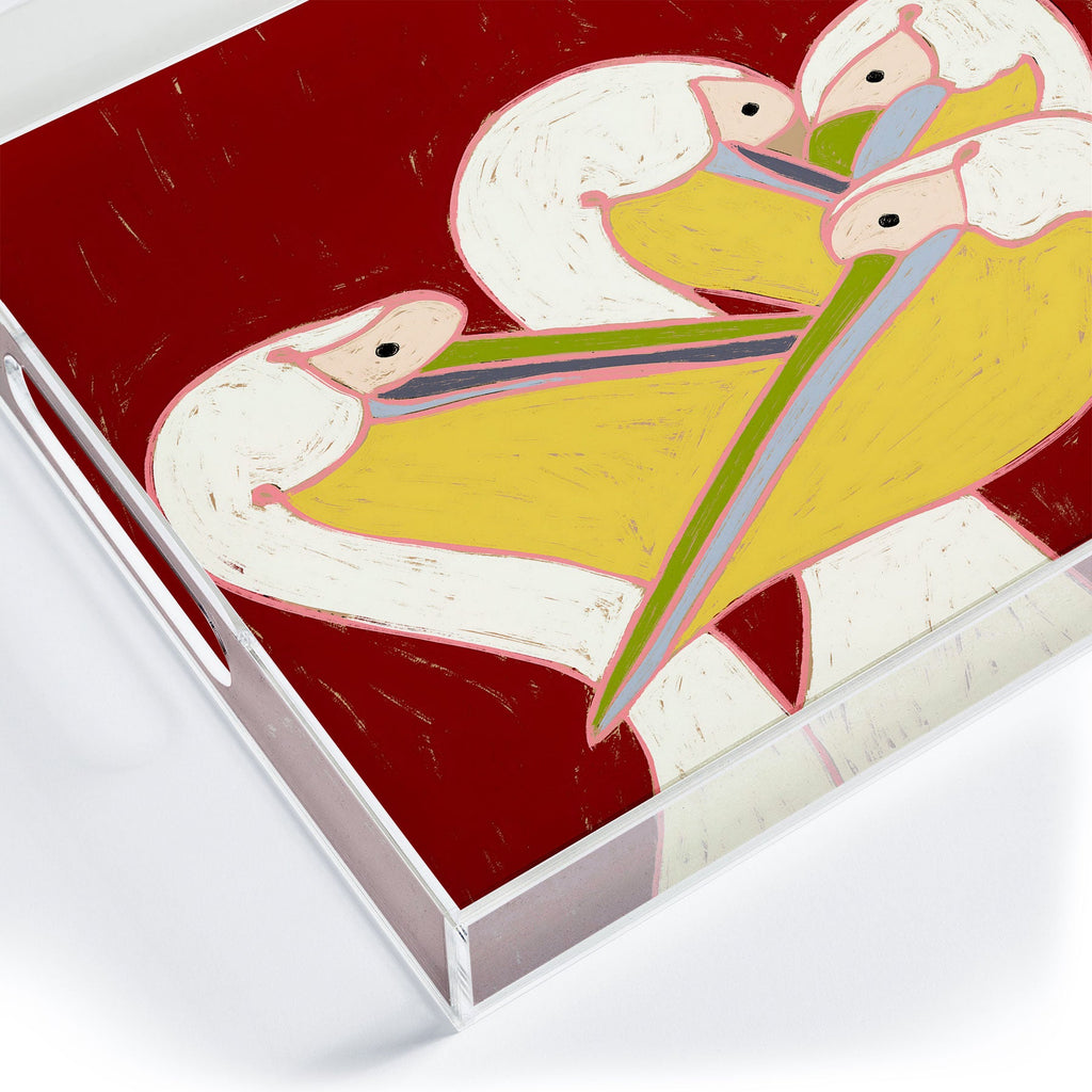 83 Oranges Pelicans Of The Burgundy Sky Acrylic Tray