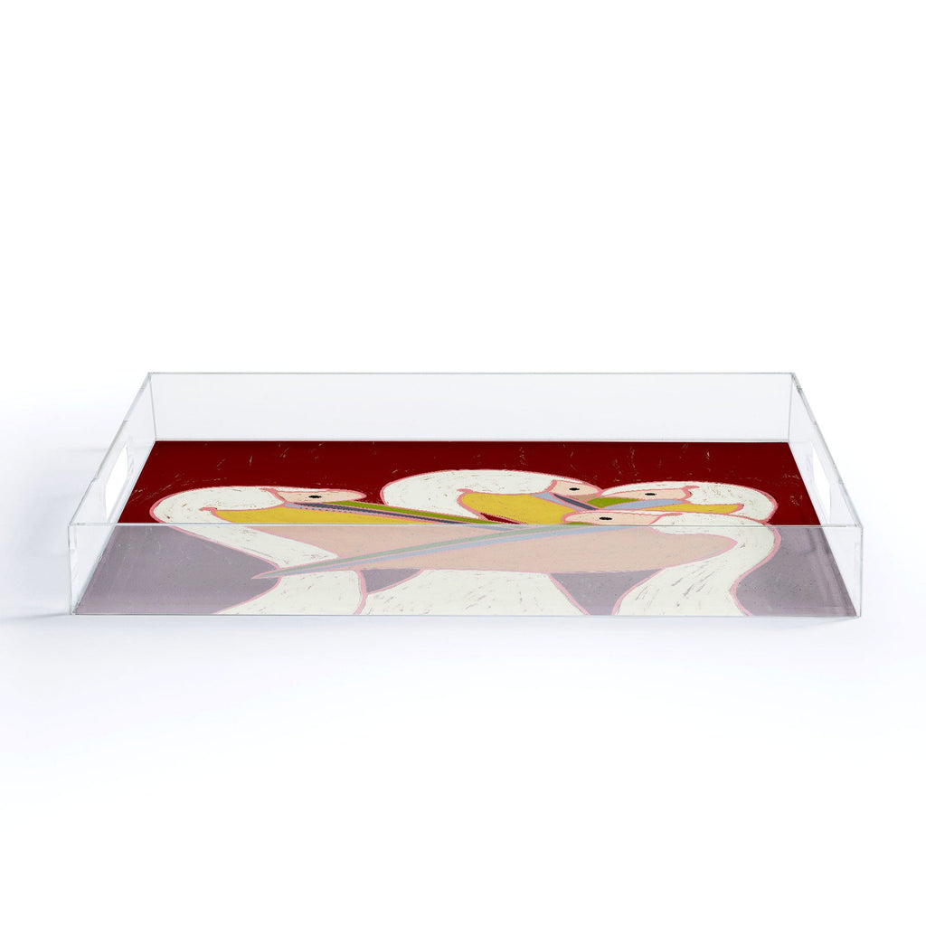 83 Oranges Pelicans Of The Burgundy Sky Acrylic Tray