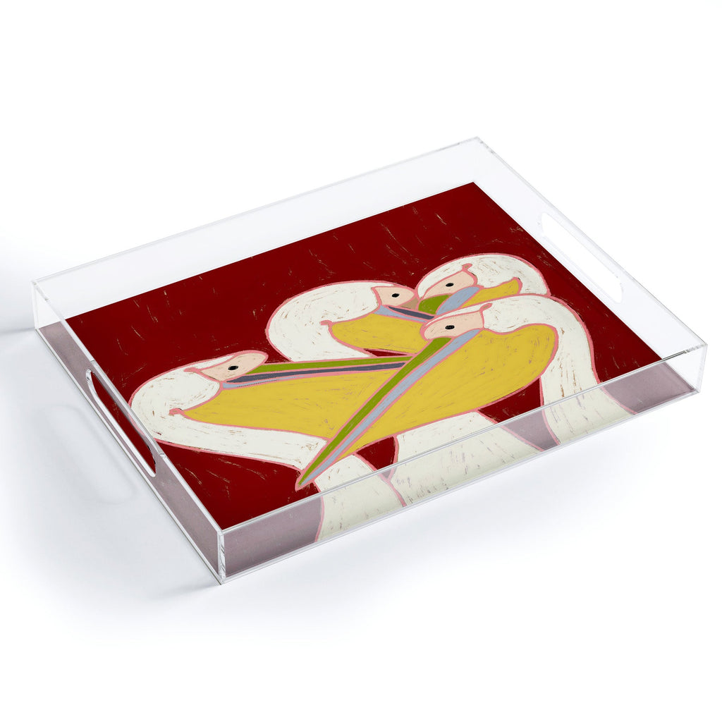 83 Oranges Pelicans Of The Burgundy Sky Acrylic Tray
