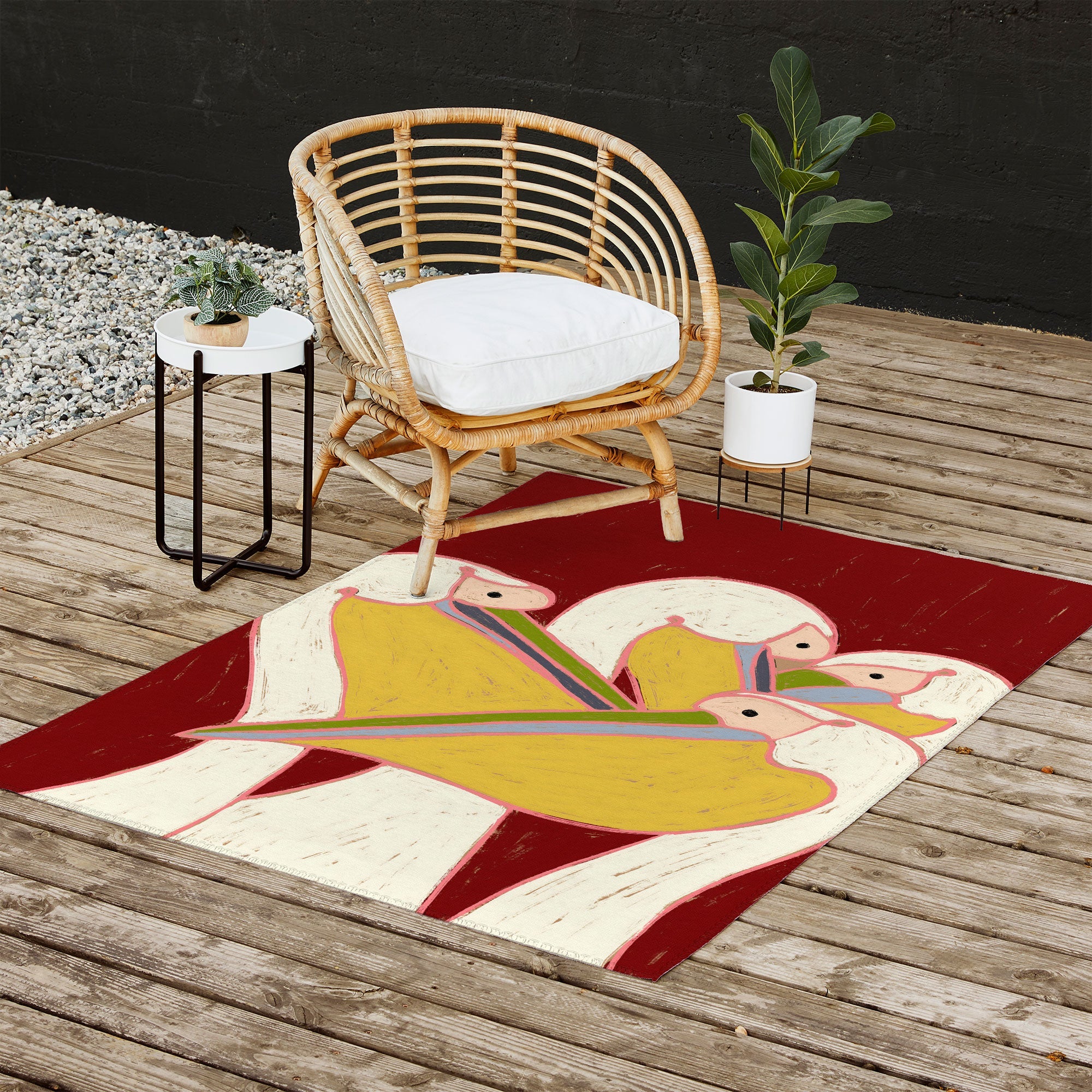 83 Oranges Pelicans Of The Burgundy Sky Outdoor Rug