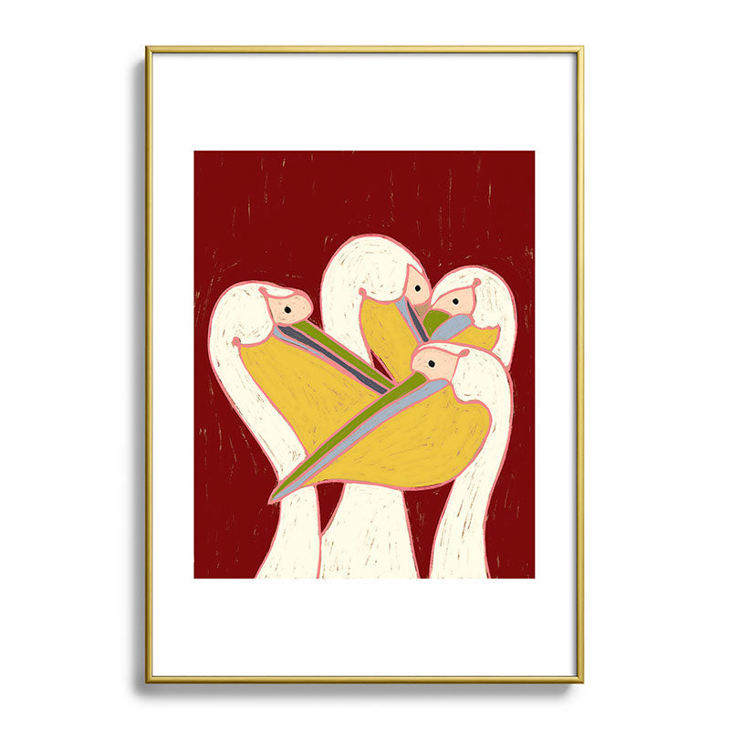 83 Oranges Pelicans Of The Burgundy Sky Metal Framed Art Print