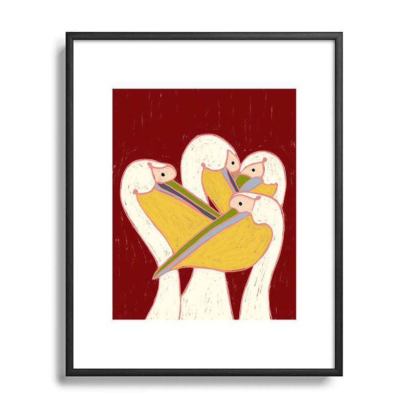 83 Oranges Pelicans Of The Burgundy Sky Metal Framed Art Print