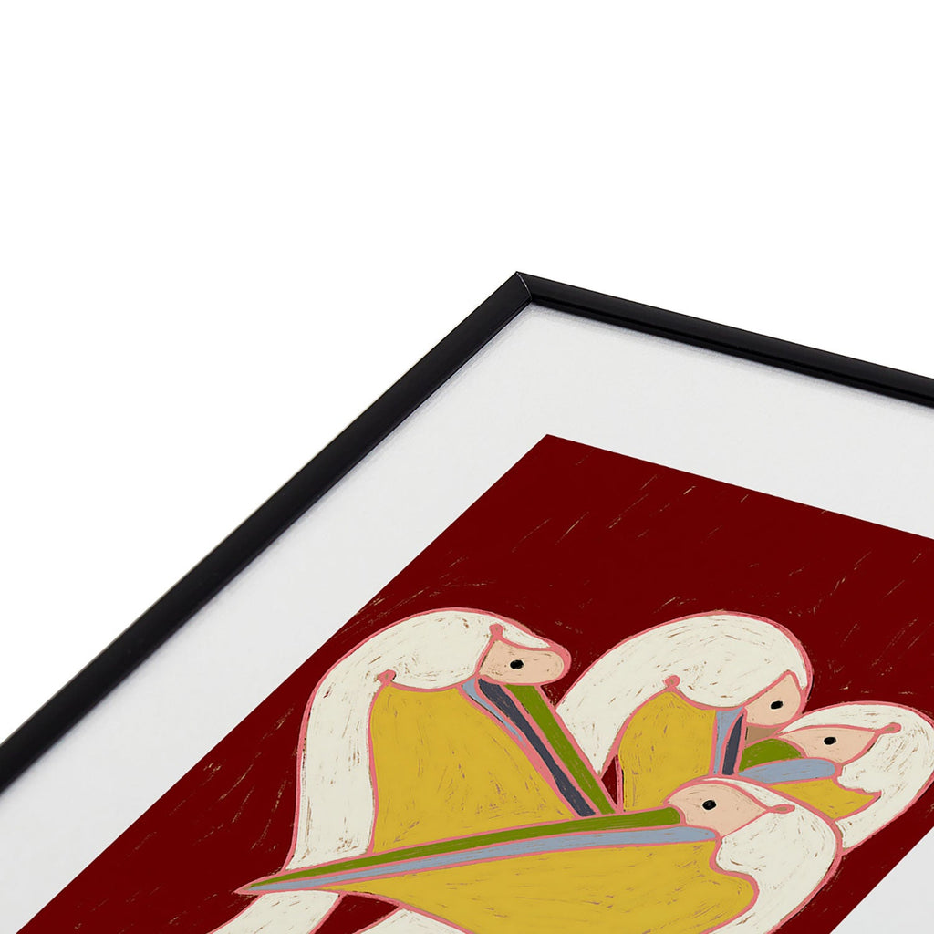 83 Oranges Pelicans Of The Burgundy Sky Metal Framed Art Print