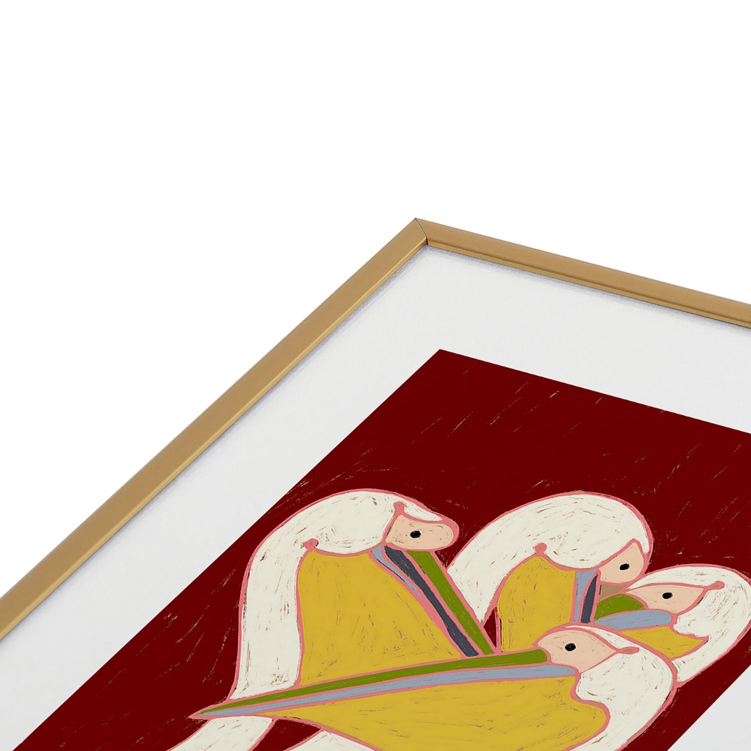 83 Oranges Pelicans Of The Burgundy Sky Metal Framed Art Print