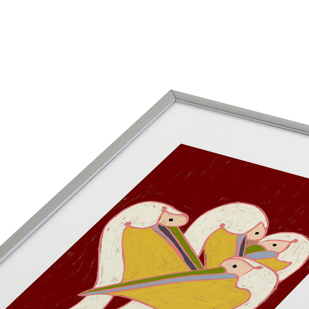 83 Oranges Pelicans Of The Burgundy Sky Metal Framed Art Print