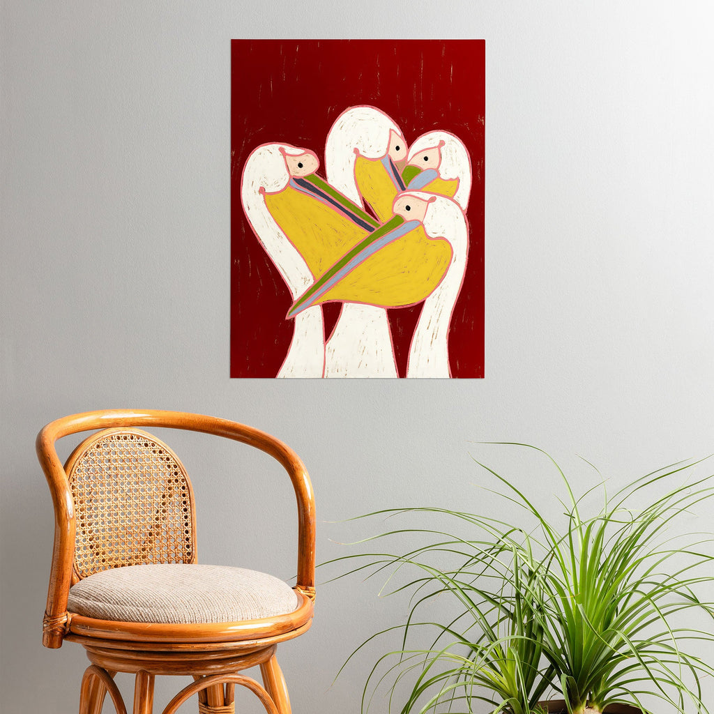 83 Oranges Pelicans Of The Burgundy Sky Poster