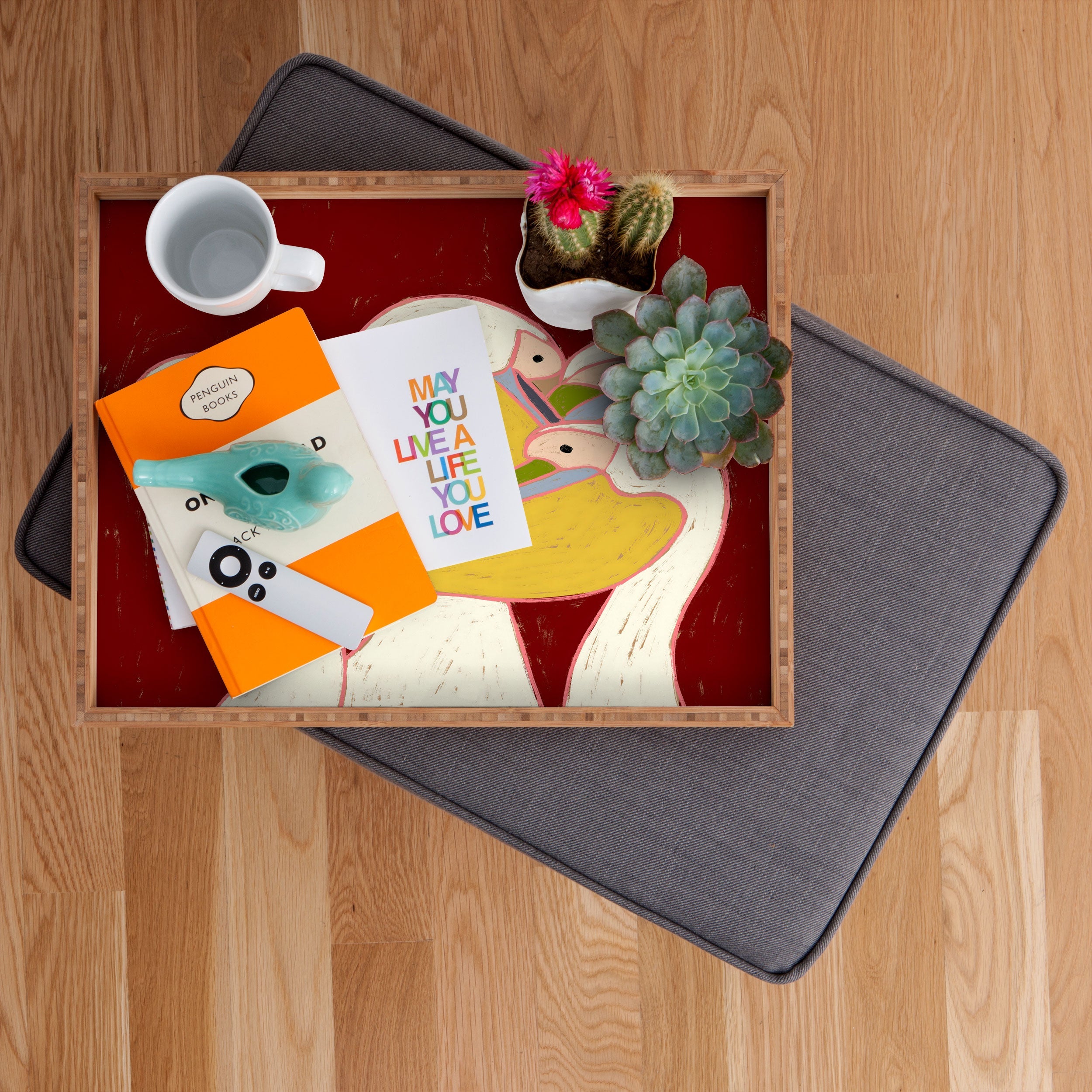 83 Oranges Pelicans Of The Burgundy Sky Rectangular Tray