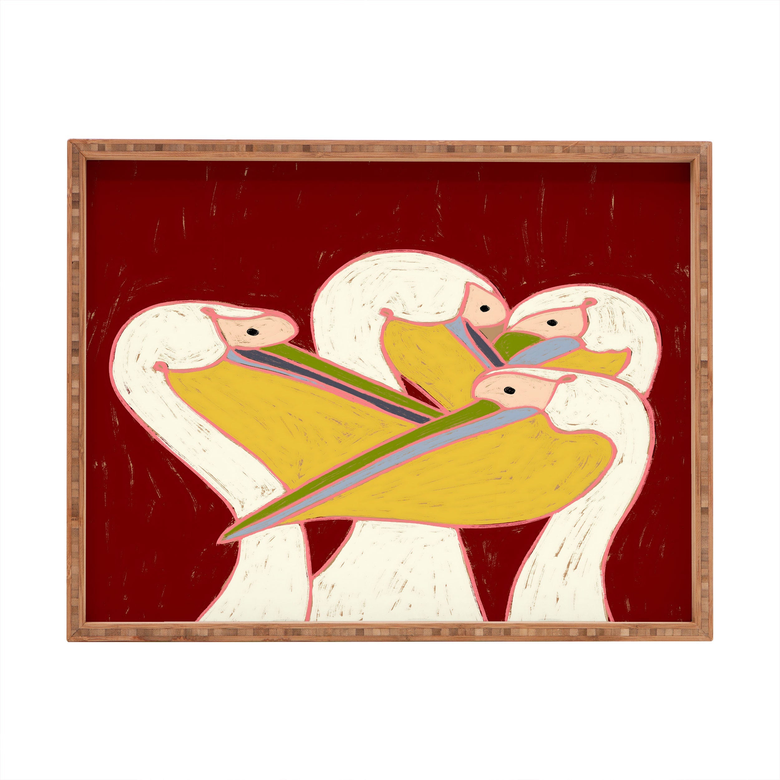 83 Oranges Pelicans Of The Burgundy Sky Rectangular Tray