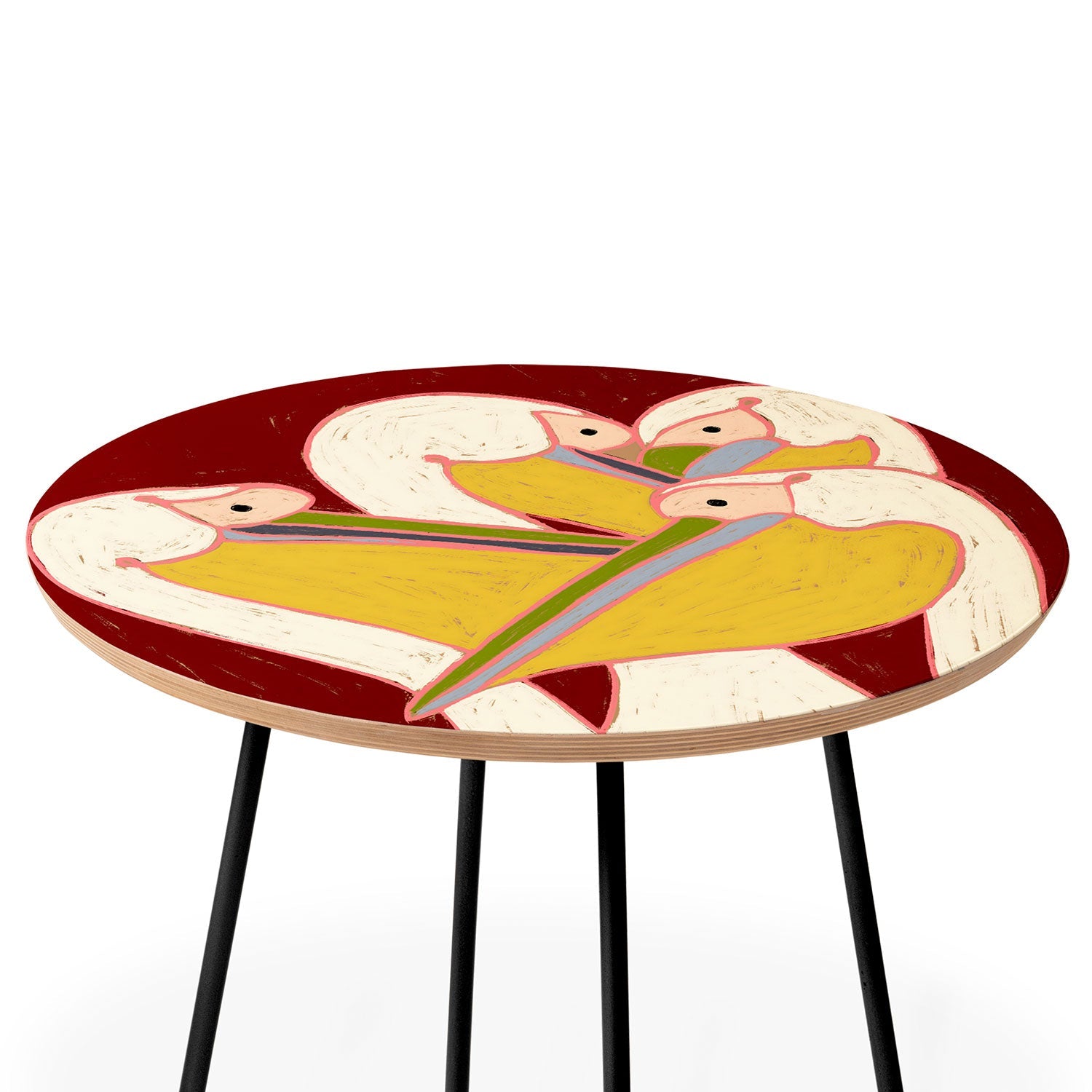 83 Oranges Pelicans Of The Burgundy Sky Round Side Table