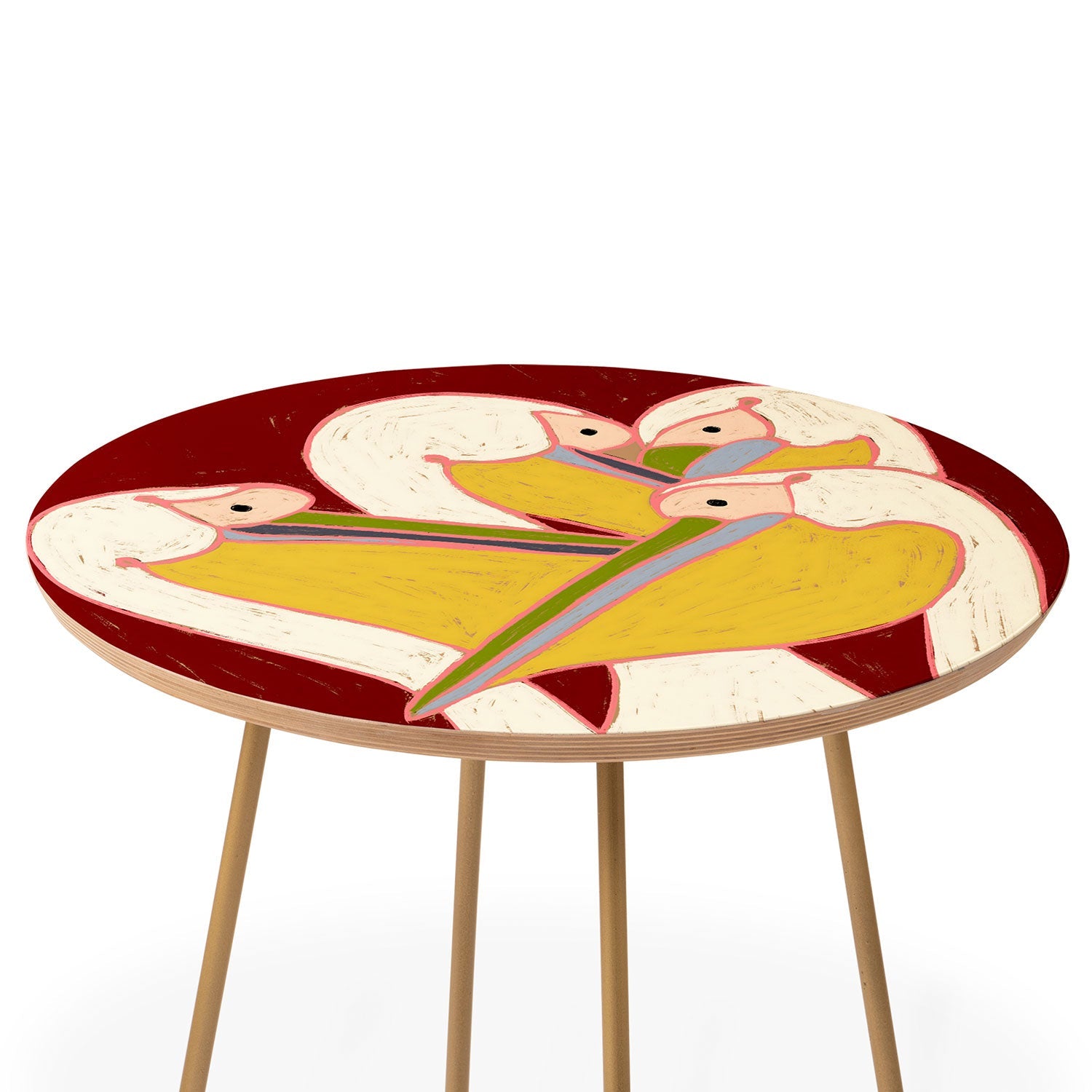83 Oranges Pelicans Of The Burgundy Sky Round Side Table