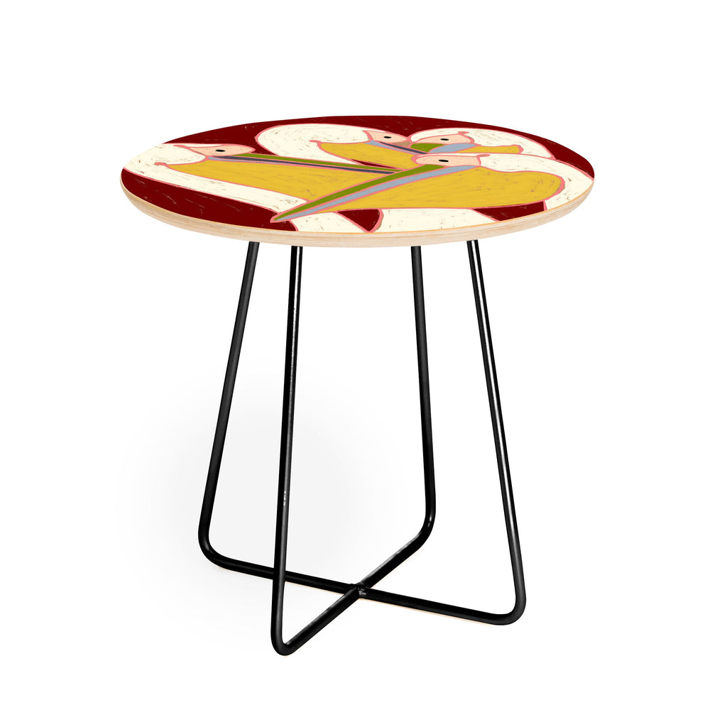 83 Oranges Pelicans Of The Burgundy Sky Round Side Table