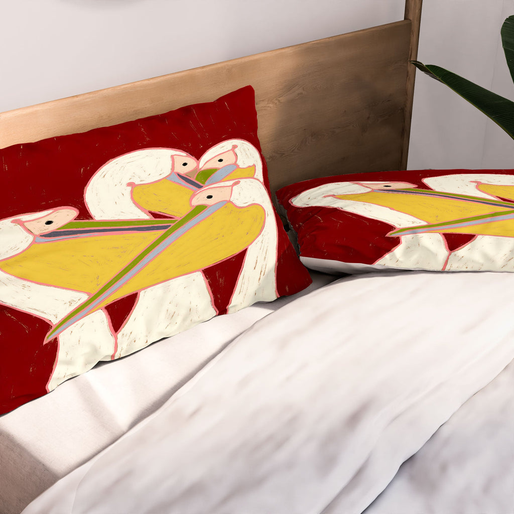 83 Oranges Pelicans Of The Burgundy Sky Pillow Shams
