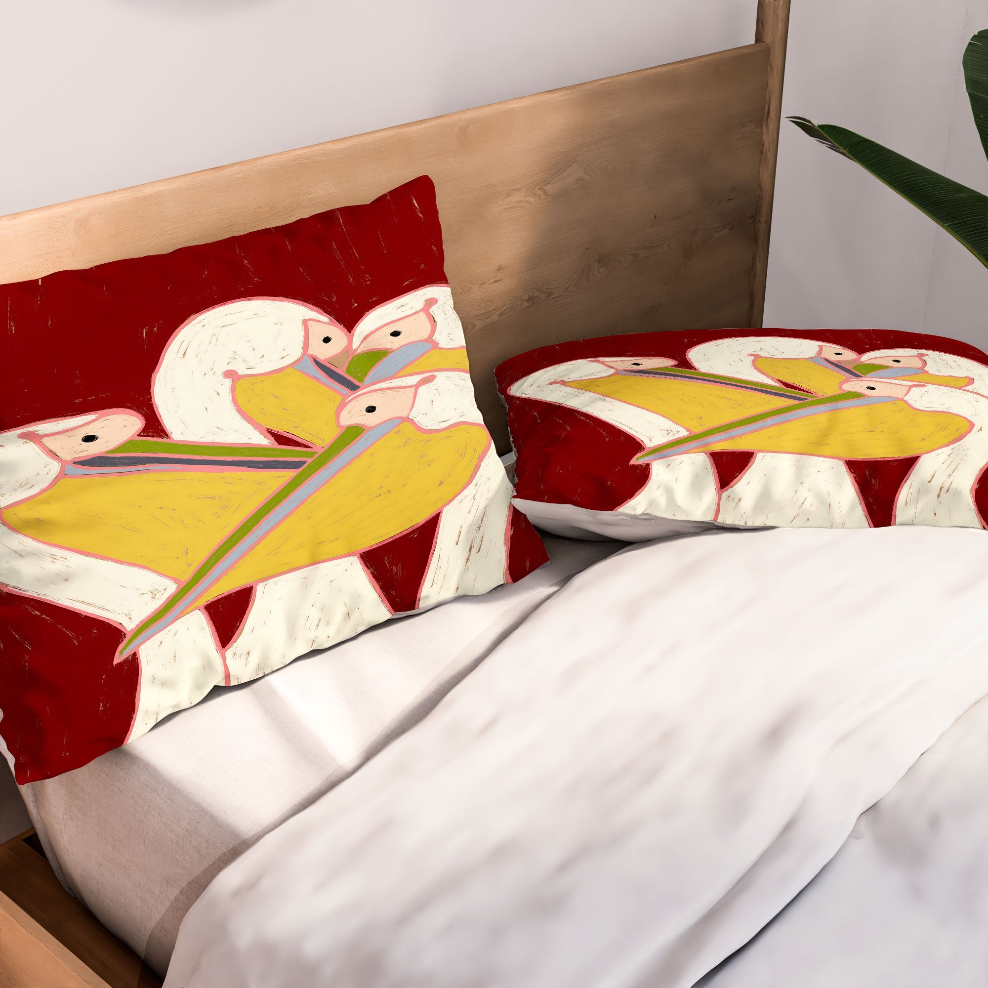 83 Oranges Pelicans Of The Burgundy Sky Pillow Shams
