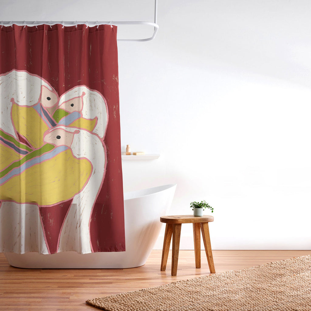 83 Oranges Pelicans Of The Burgundy Sky Shower Curtain