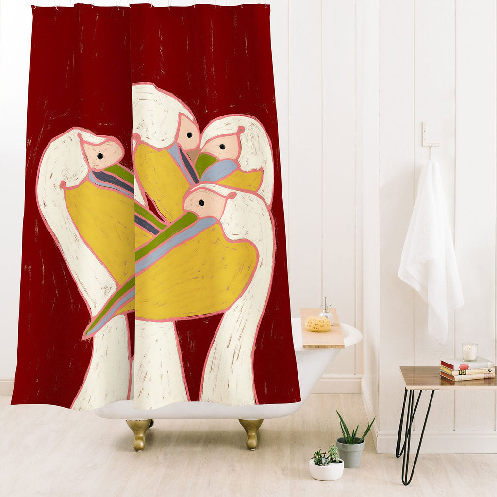83 Oranges Pelicans Of The Burgundy Sky Shower Curtain