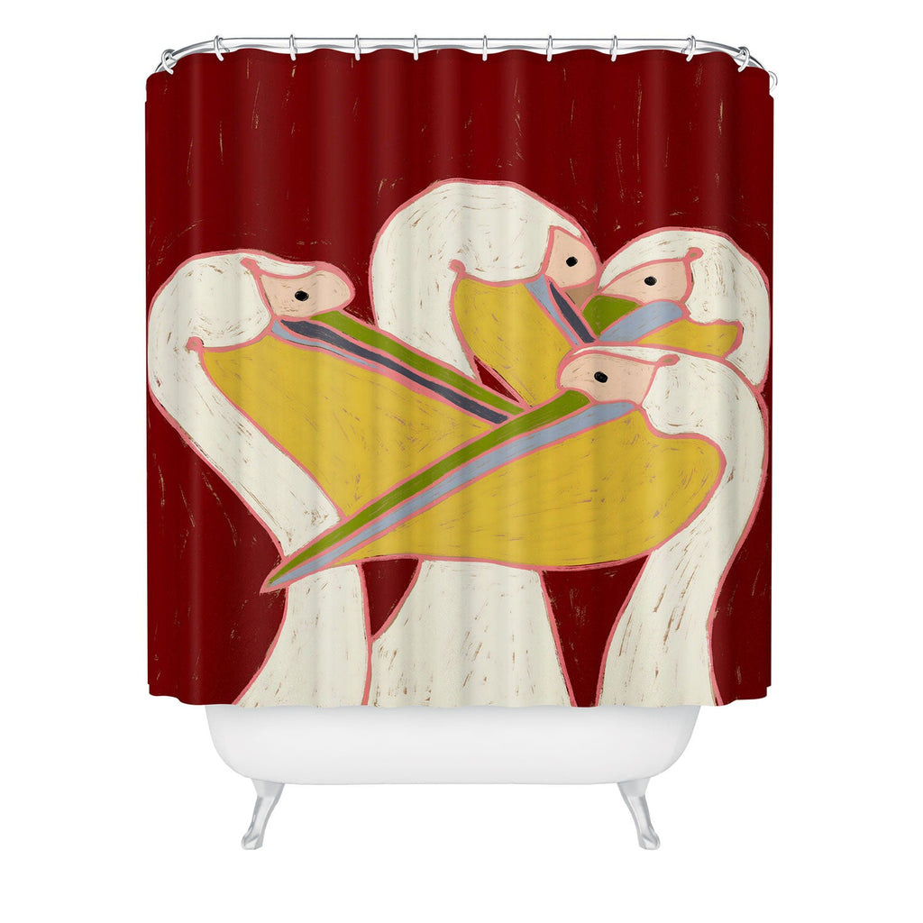 83 Oranges Pelicans Of The Burgundy Sky Shower Curtain