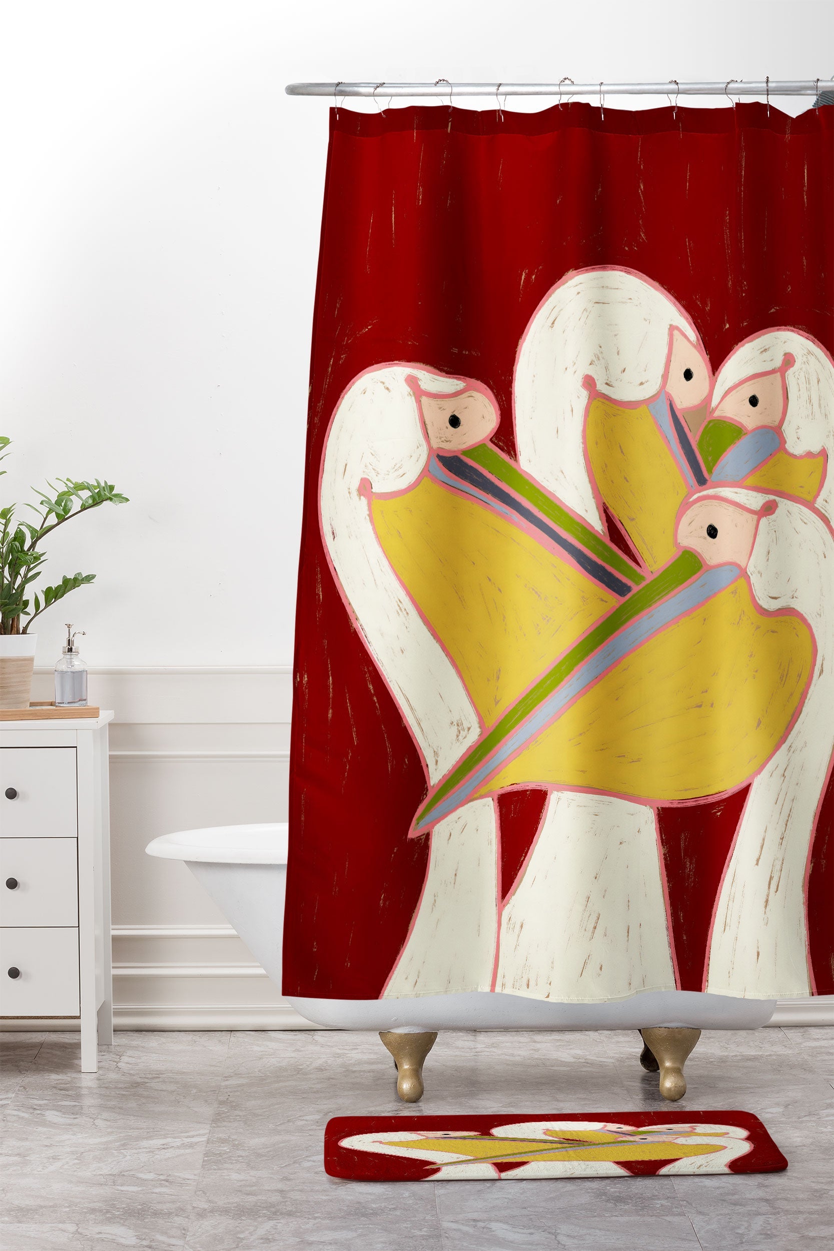 83 Oranges Pelicans Of The Burgundy Sky Memory Foam Bath Mat