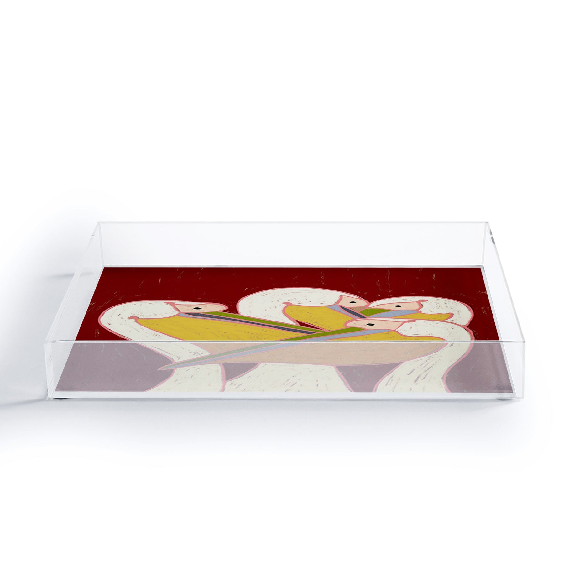 83 Oranges Pelicans Of The Burgundy Sky Acrylic Tray