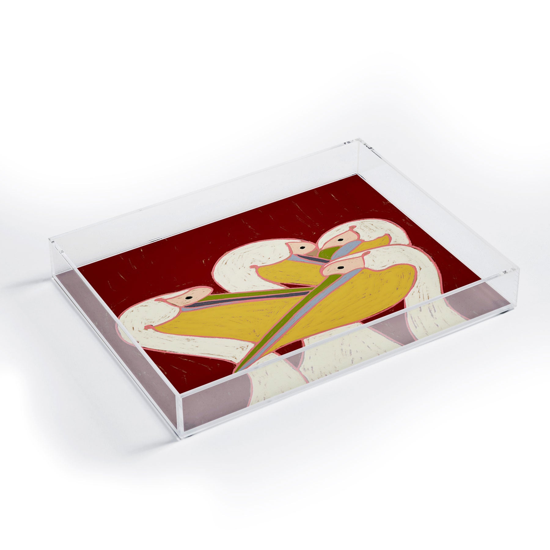 83 Oranges Pelicans Of The Burgundy Sky Acrylic Tray