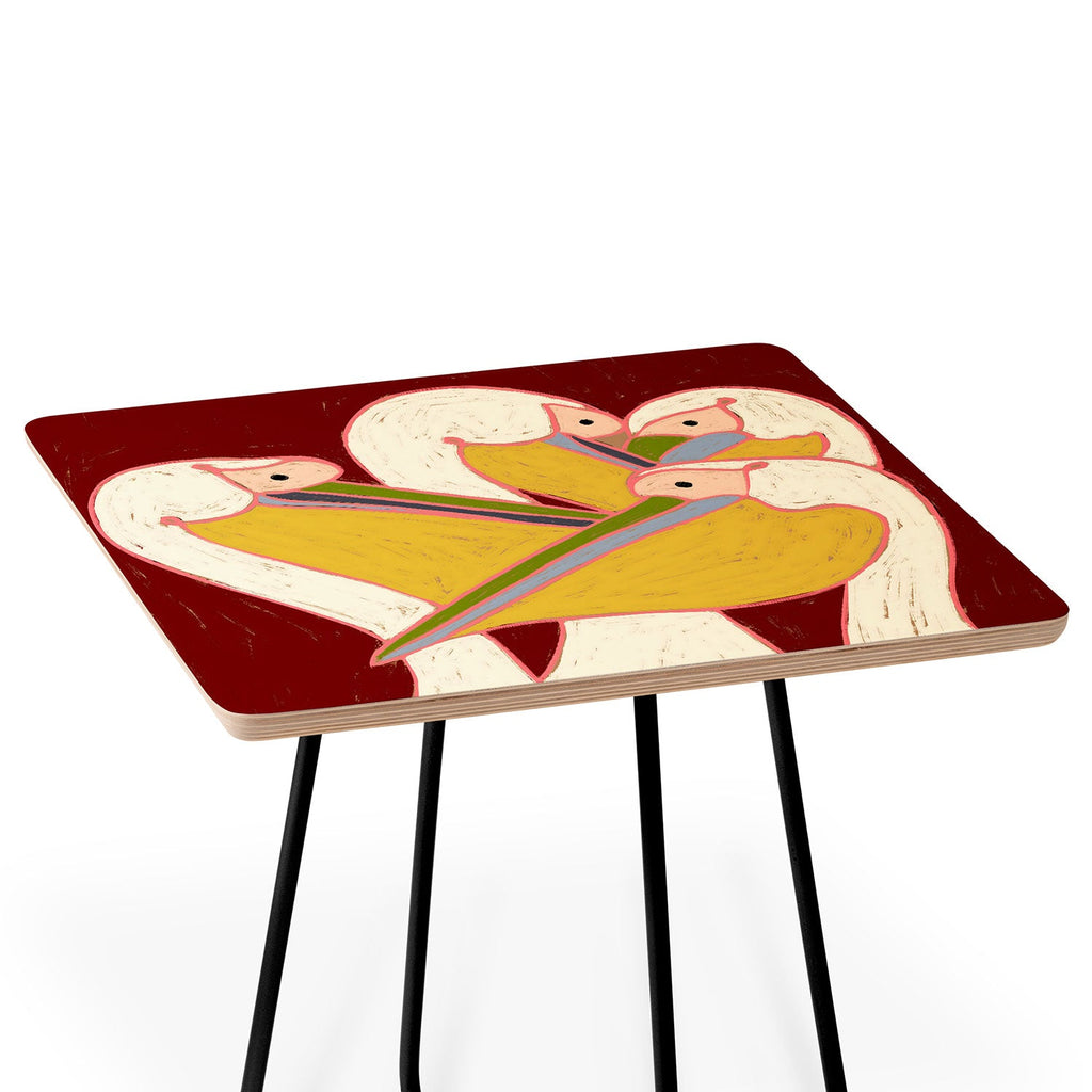 83 Oranges Pelicans Of The Burgundy Sky Side Table