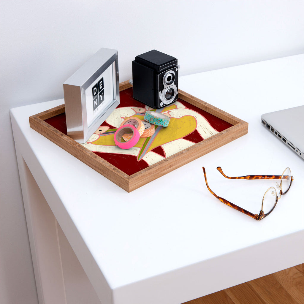 83 Oranges Pelicans Of The Burgundy Sky Square Tray