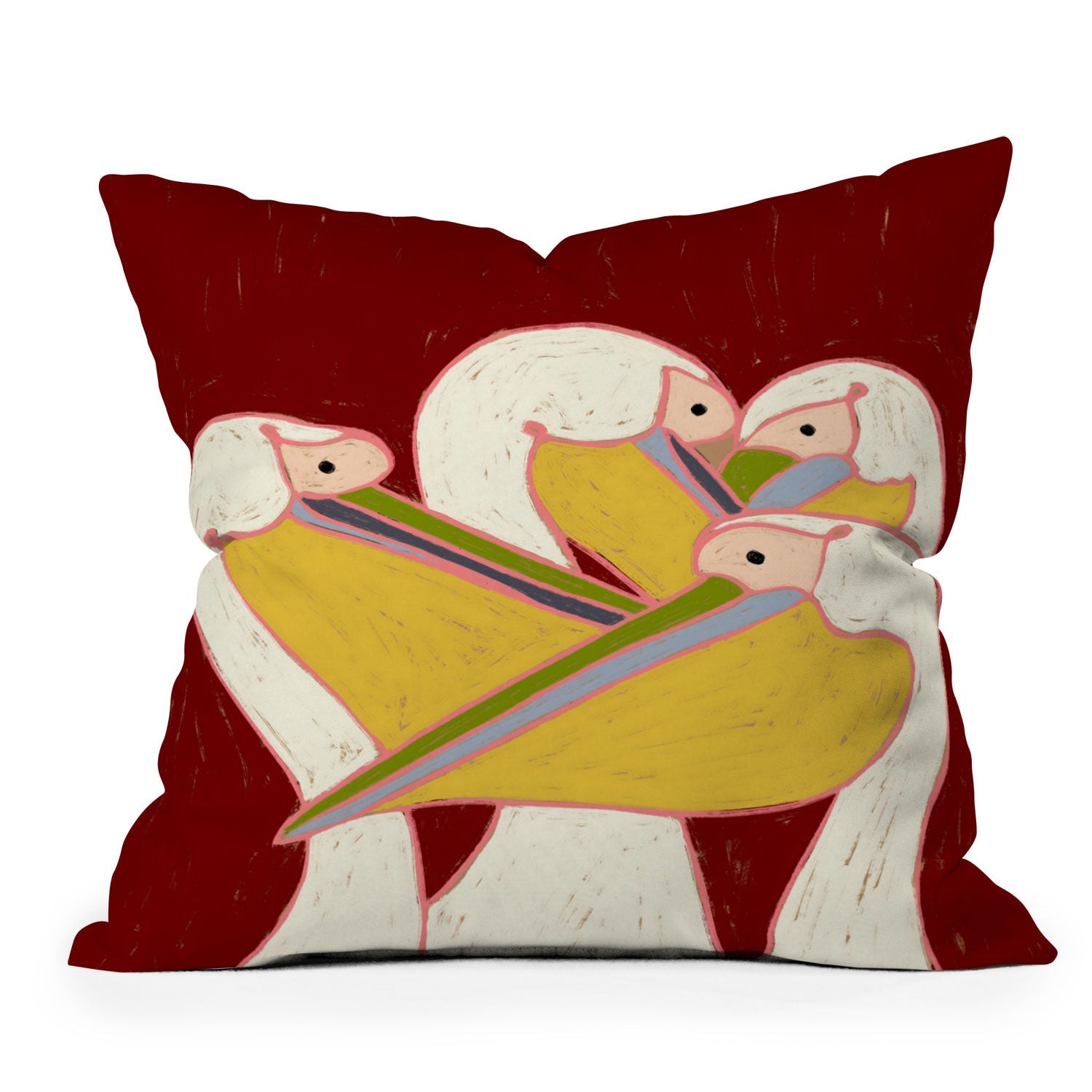 83 Oranges Pelicans Of The Burgundy Sky Outdoor Throw Pillow