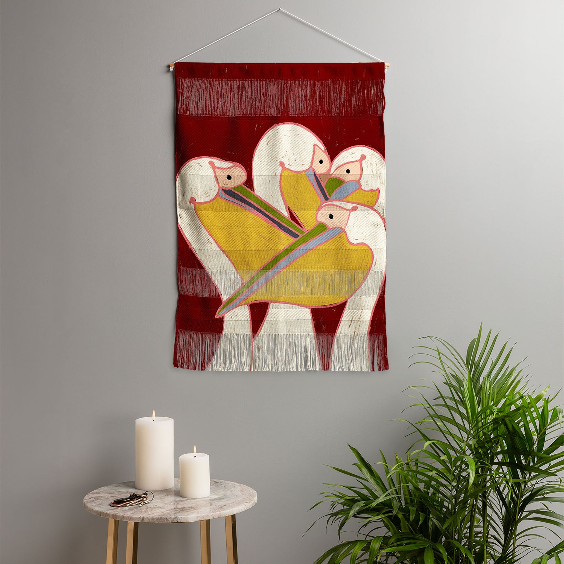 83 Oranges Pelicans Of The Burgundy Sky Wall Hanging Portrait