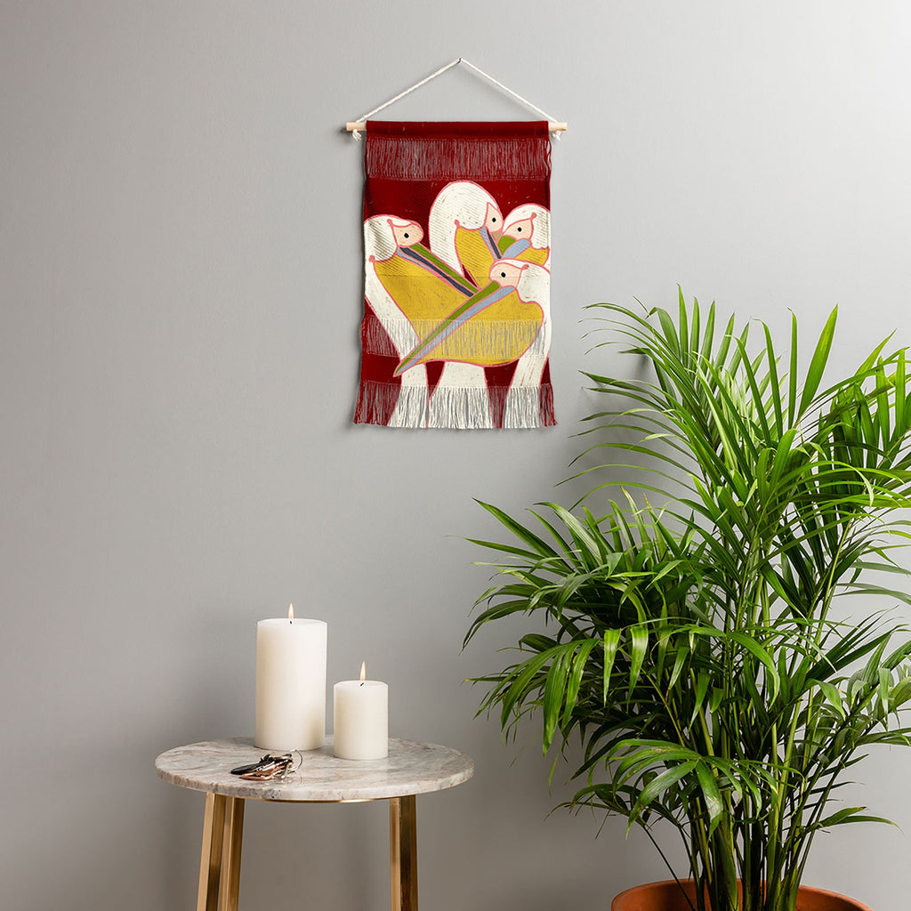 83 Oranges Pelicans Of The Burgundy Sky Wall Hanging Portrait