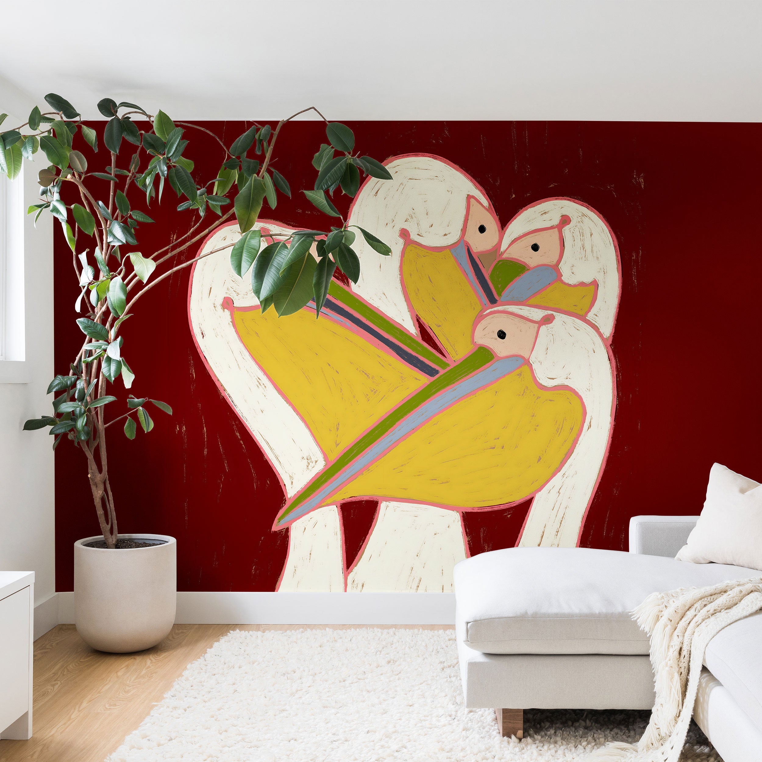 83 Oranges Pelicans Of The Burgundy Sky Wall Mural