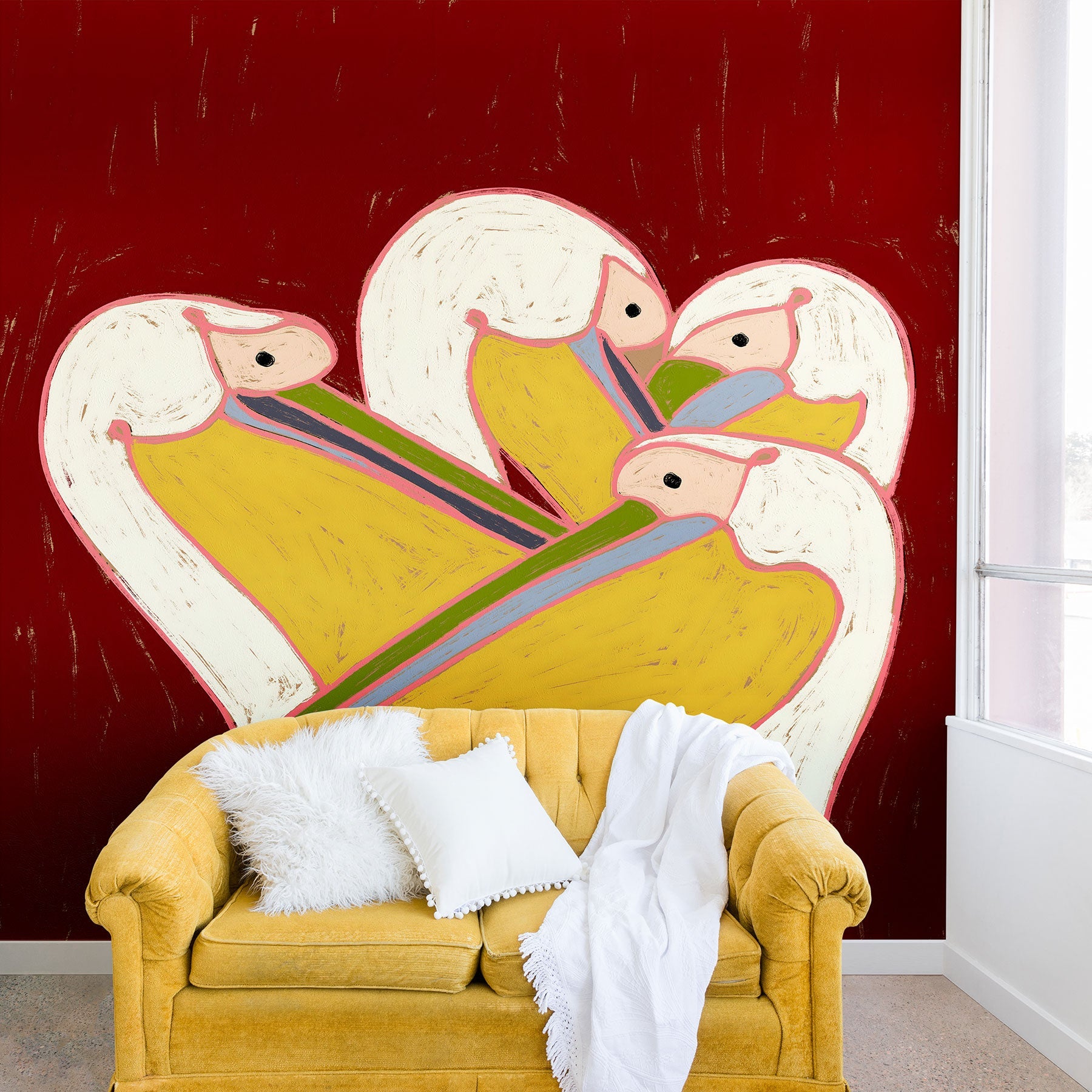 83 Oranges Pelicans Of The Burgundy Sky Wall Mural