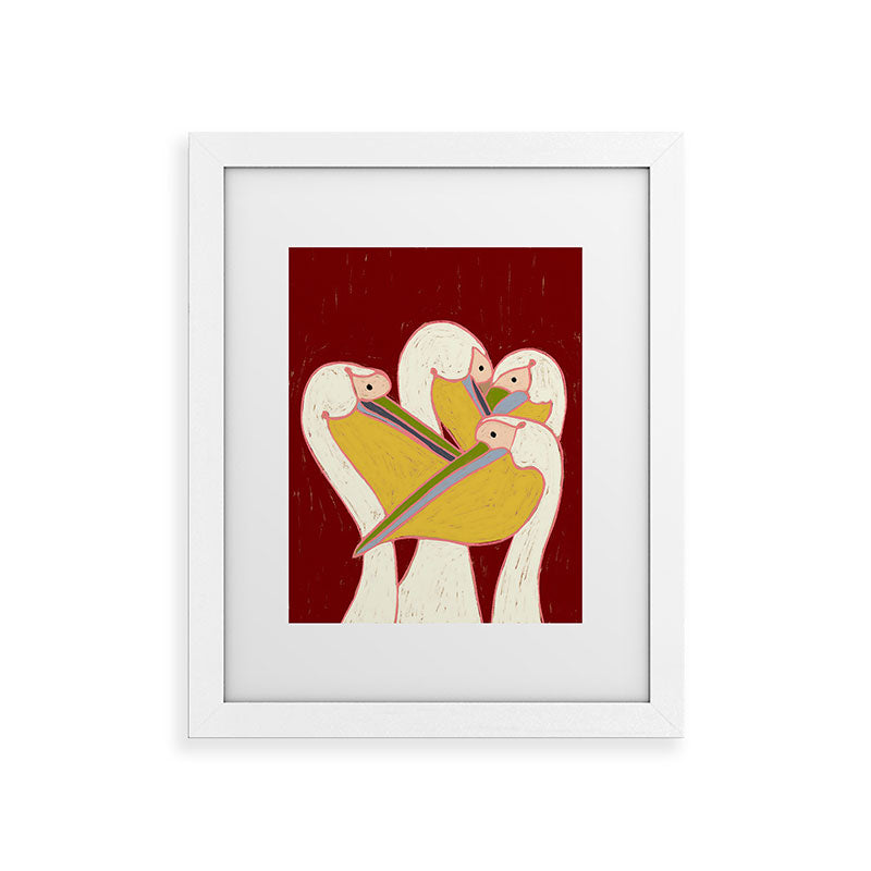 83 Oranges Pelicans Of The Burgundy Sky Framed Art Print