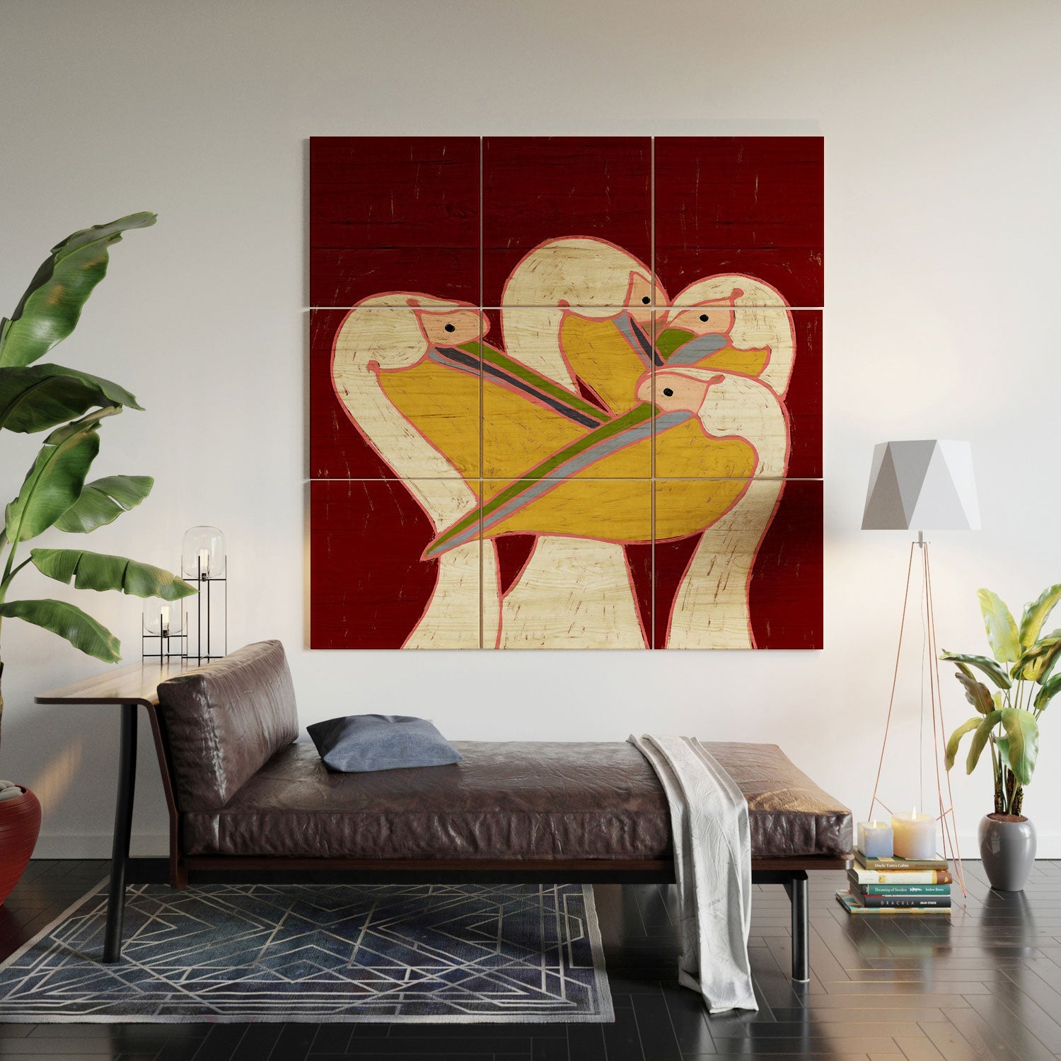 83 Oranges Pelicans Of The Burgundy Sky Wood Wall Mural