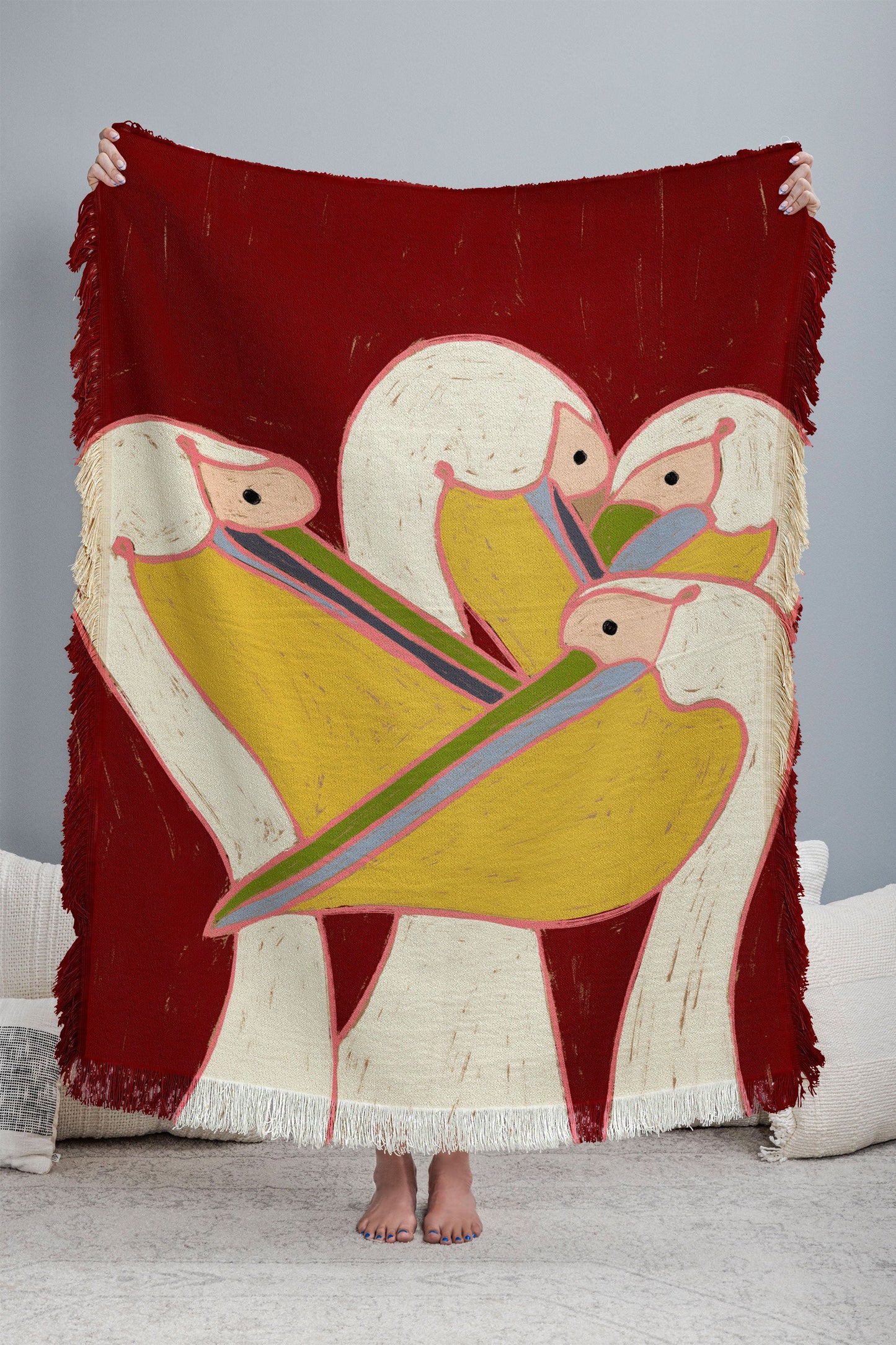 83 Oranges Pelicans Of The Burgundy Sky Throw Blanket