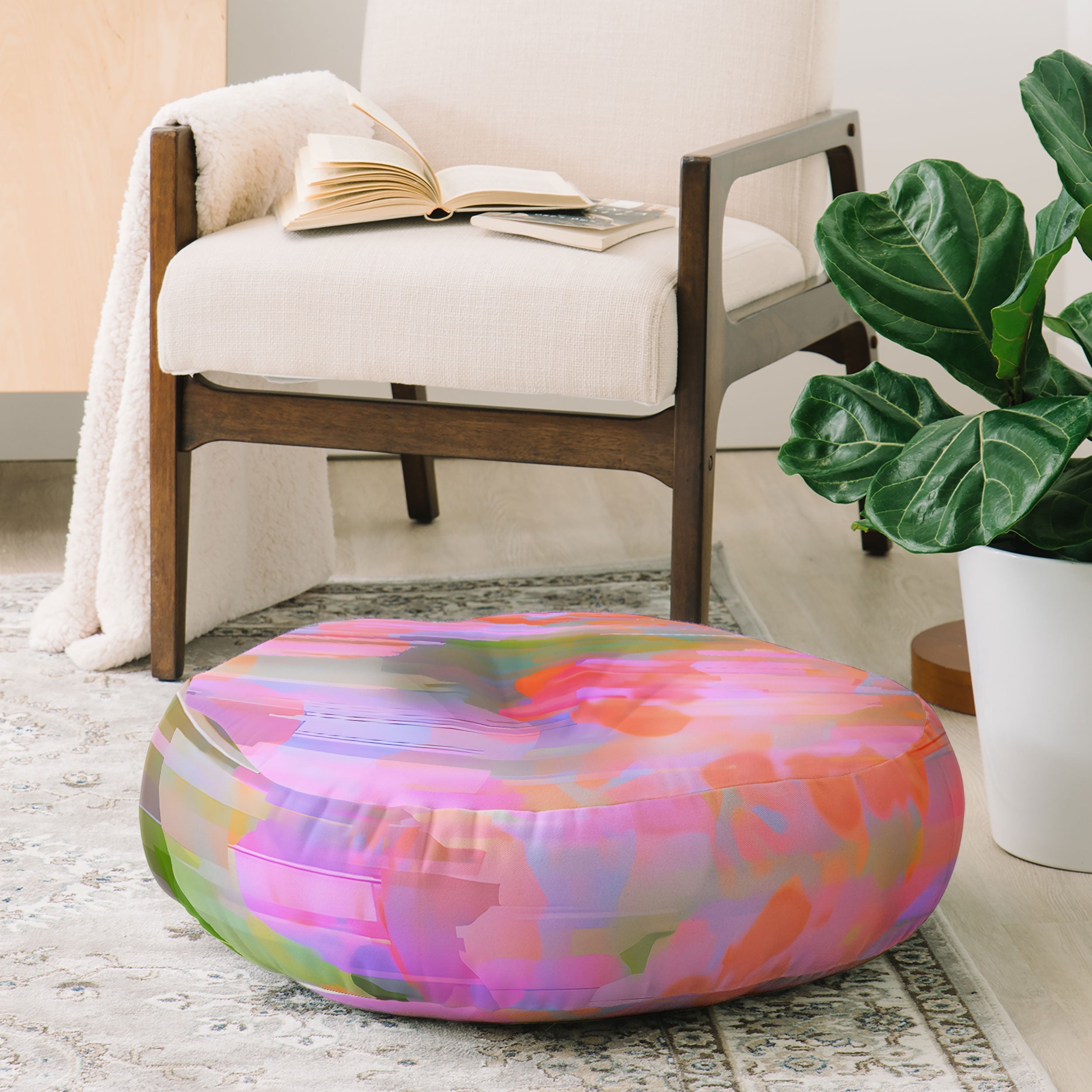83 Oranges Pink Haze Floor Pillow Round