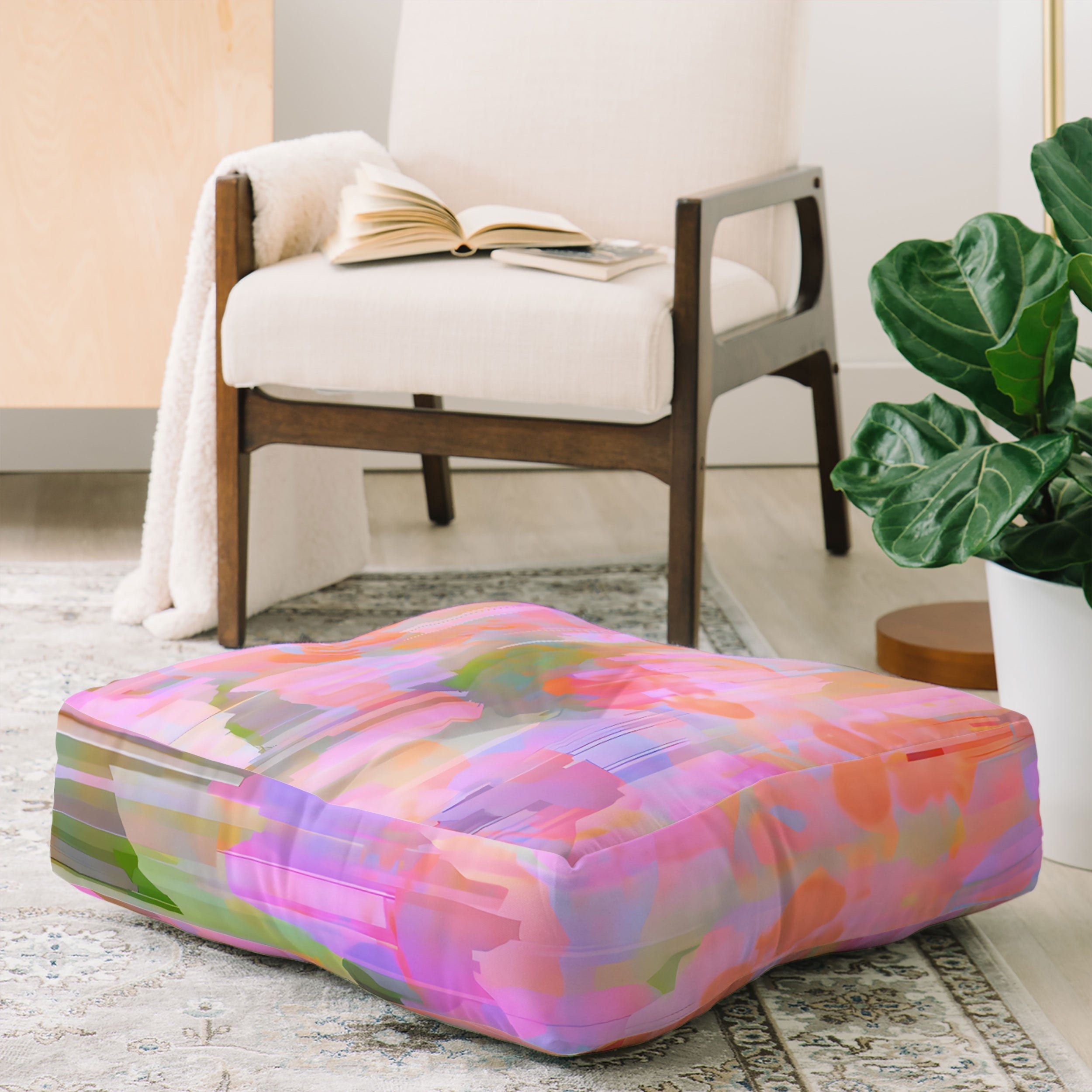 83 Oranges Pink Haze Floor Pillow Square