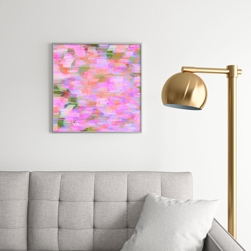 83 Oranges Pink Haze Square Metal Framed Art Print