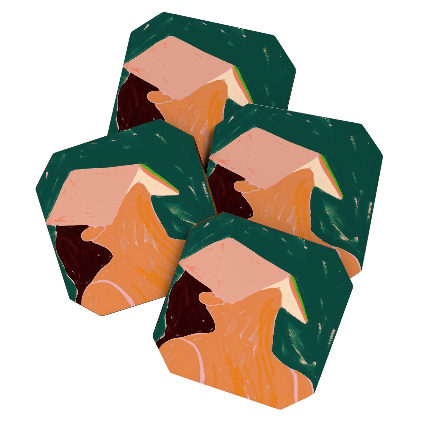 83 Oranges Reading Between The Lines Coaster Set